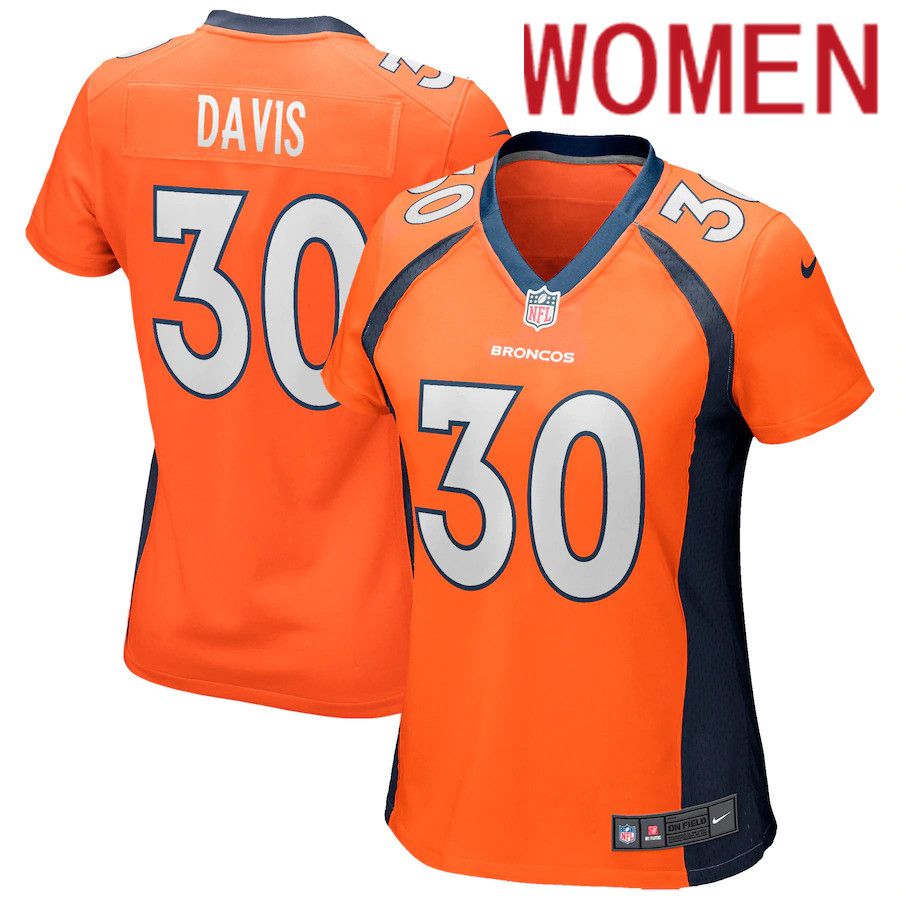 Women Denver Broncos #30 Terrell Davis Nike Orange Game Retired Player NFL Jersey->women nfl jersey->Women Jersey